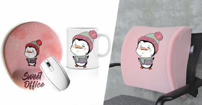 officekup fil bel destek yastigi sirtlik oturma minderi ofis  hediye renkli tasarim mousepad kupa
